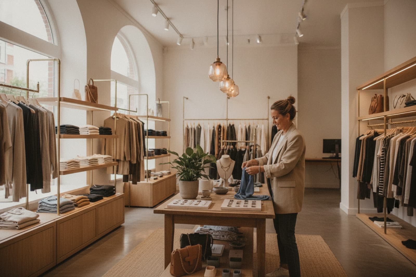 Modern retail boutique with curated clothing
