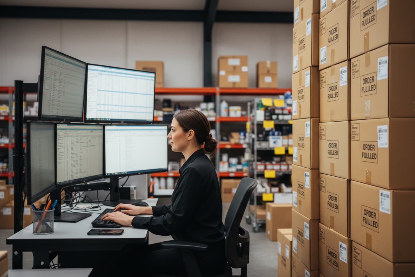 Retailer processing an order at the POS