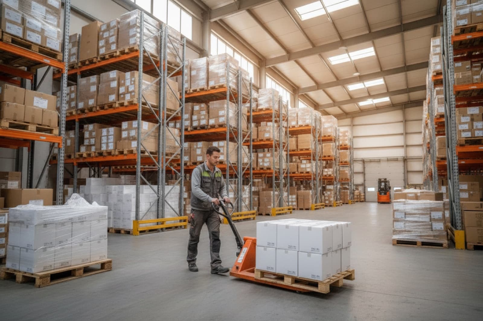 Warehouse with pallets of goods ready for shipping