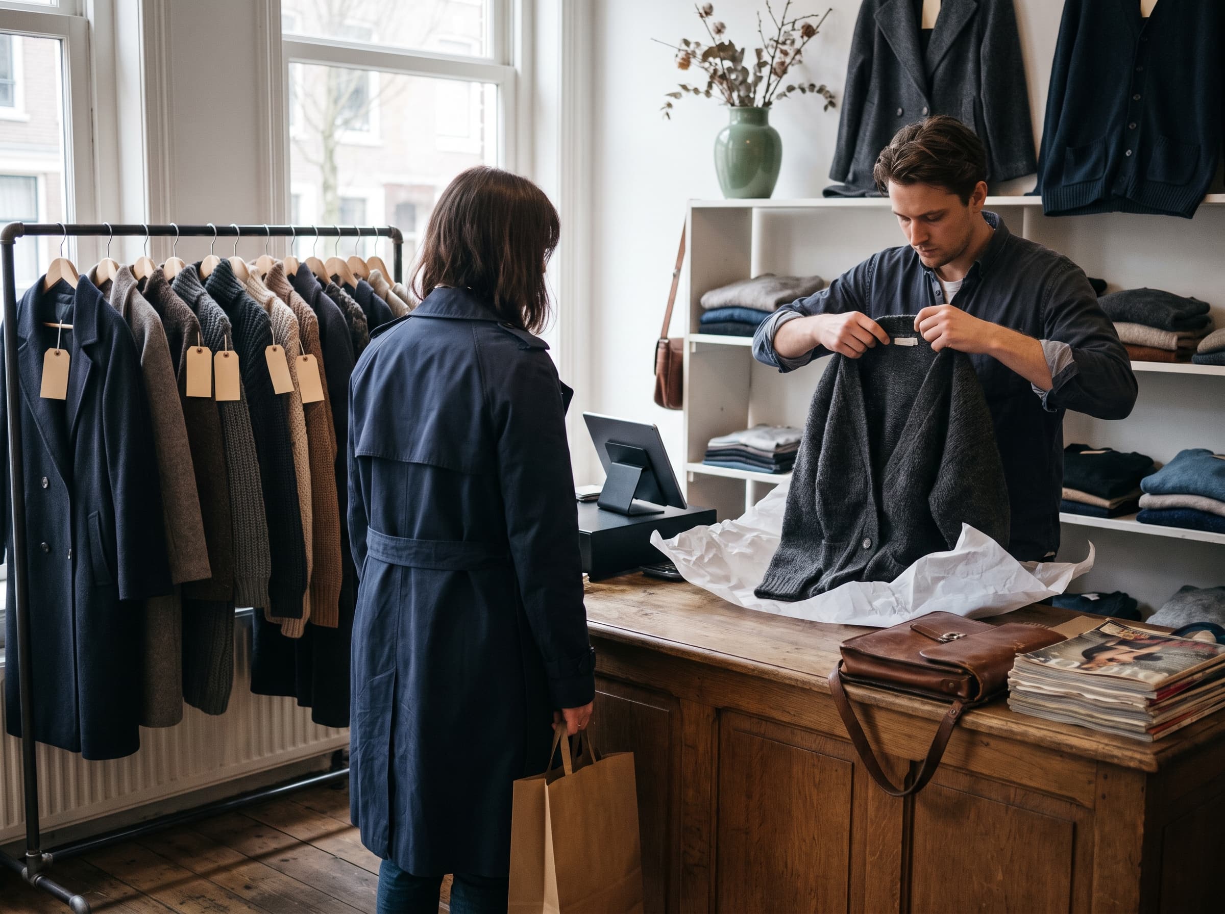 Modezaak: uitverkoop en ruilen aan de balie