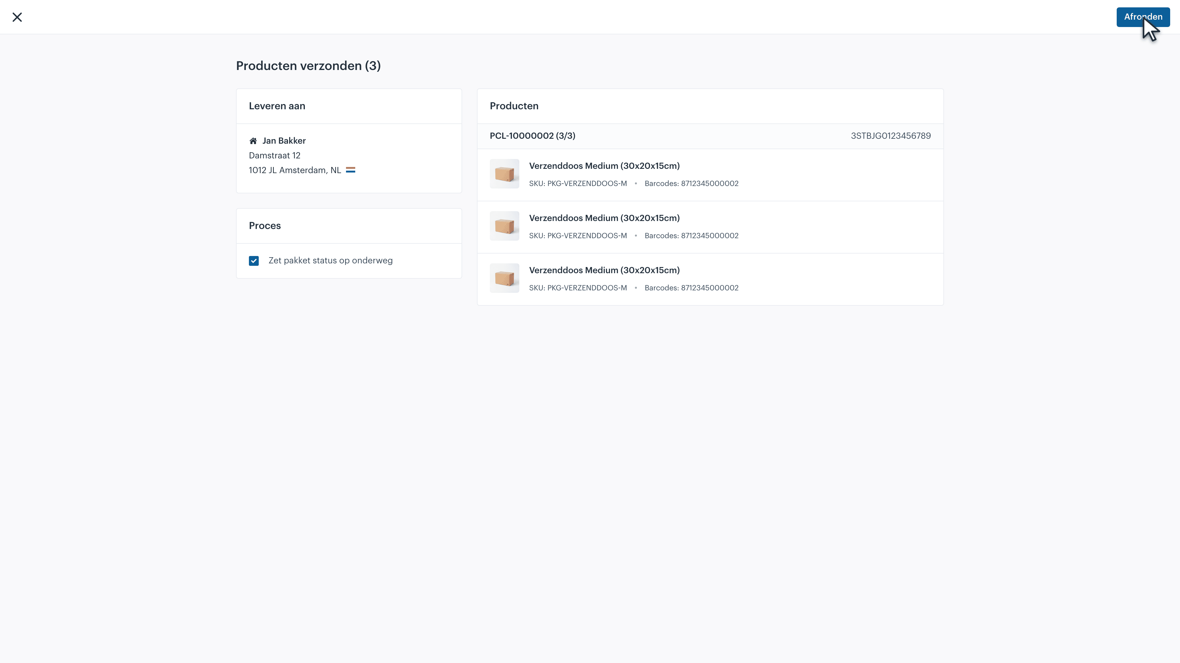 Verzonden, mét track & trace terug