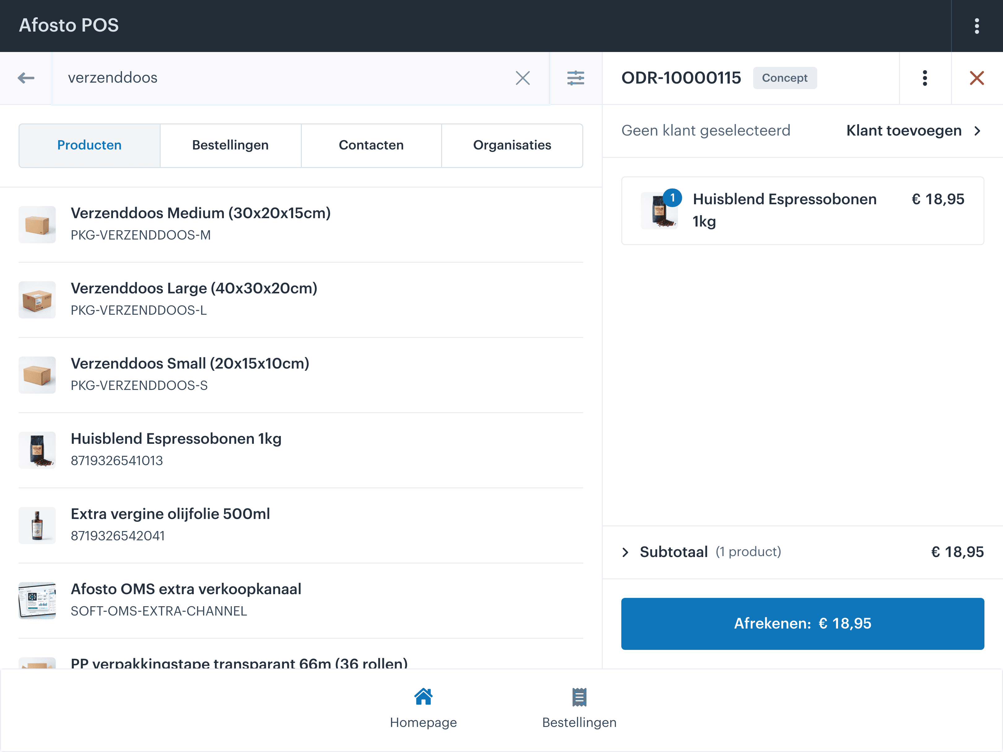 Zoek of scan het product