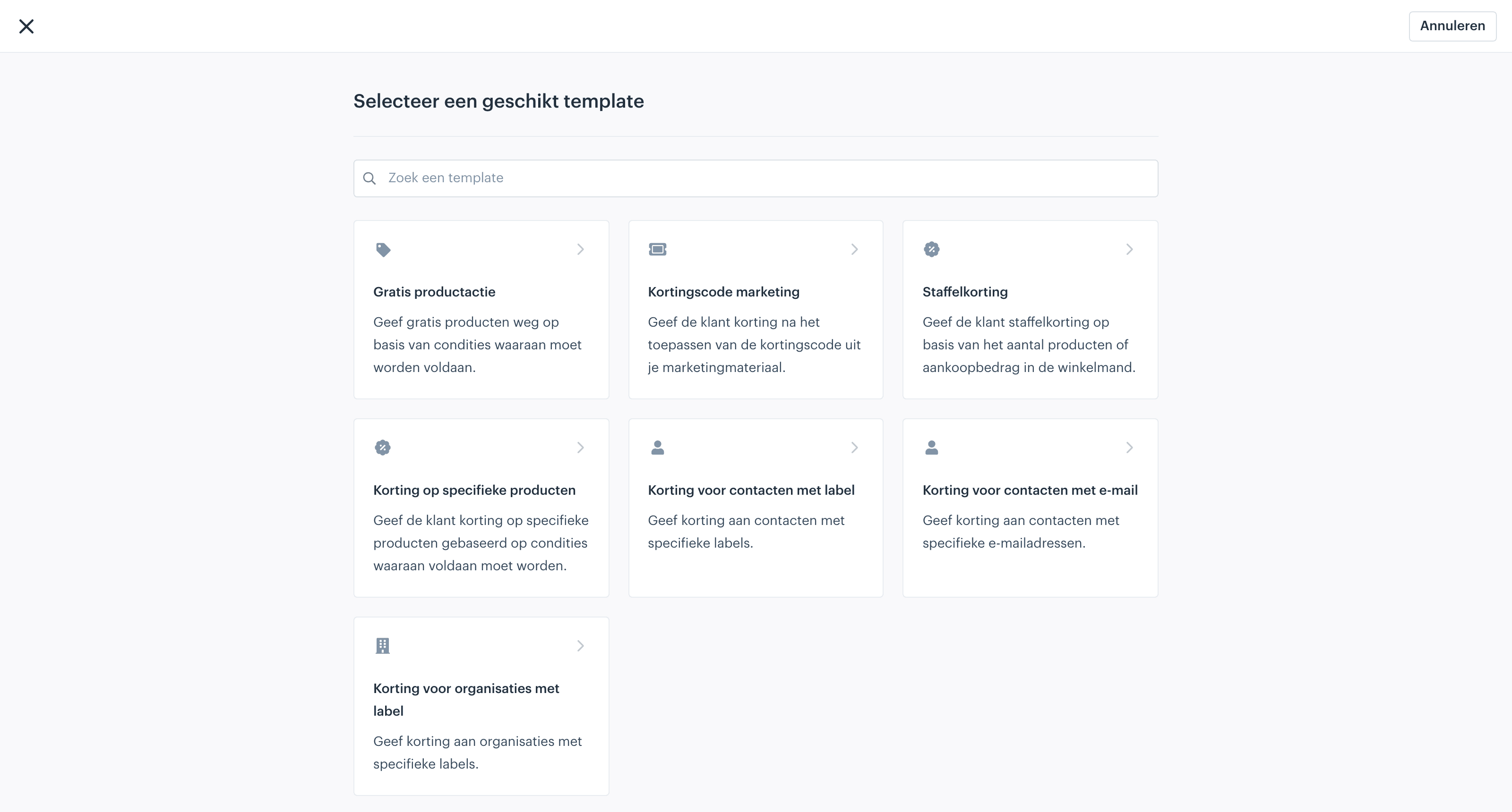 Kies een template of bouw zelf